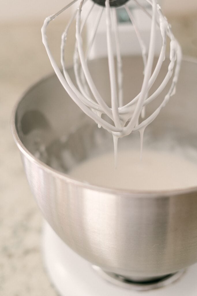 Easter Sugar Cookies icing in stand mixer.