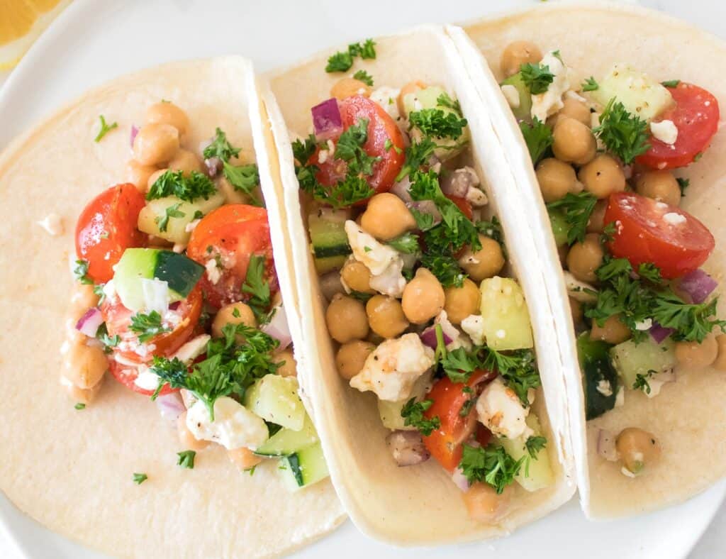 Chickpea Salad in tortillas.