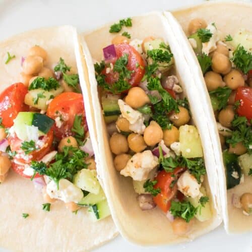 Chickpea Salad in tortillas.