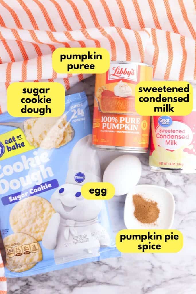 Pumpkin Pie Sugar Cookies, labeled ingredients.