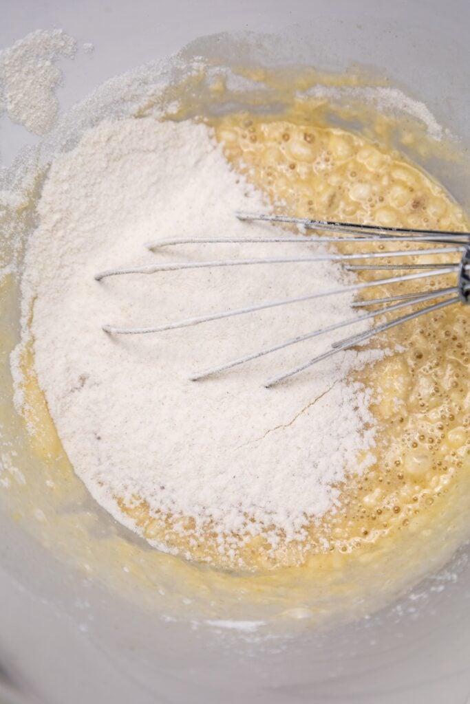 Pumpkin Cinnamon Rolls in process, flour added to batter.