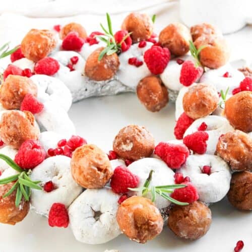 Christmas Donut Wreath on white background.