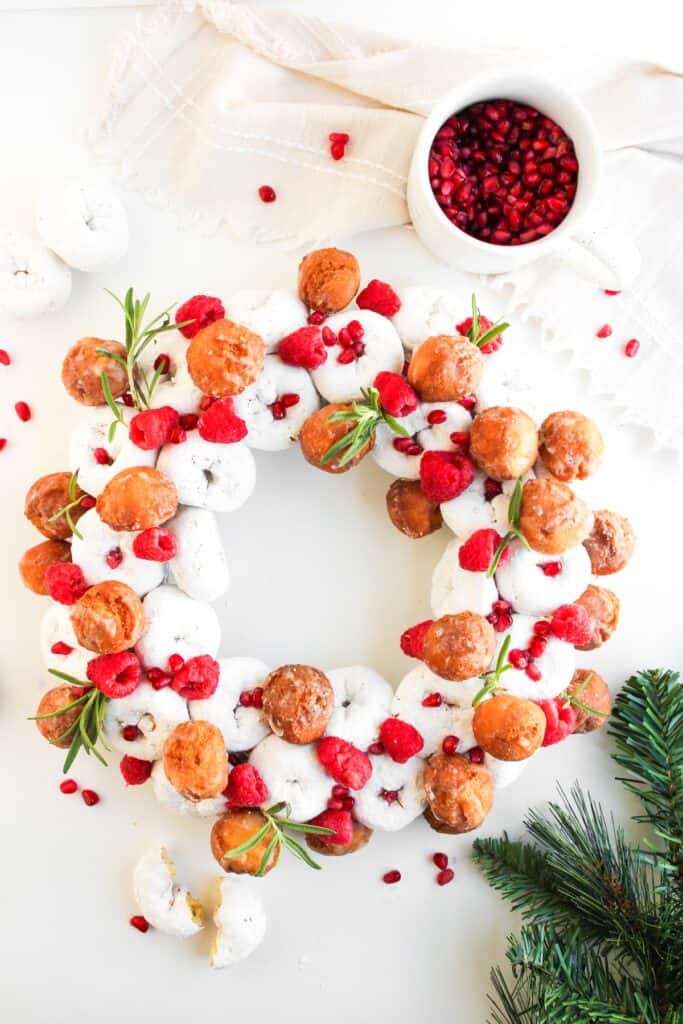 Christmas Donut Wreath on white background.