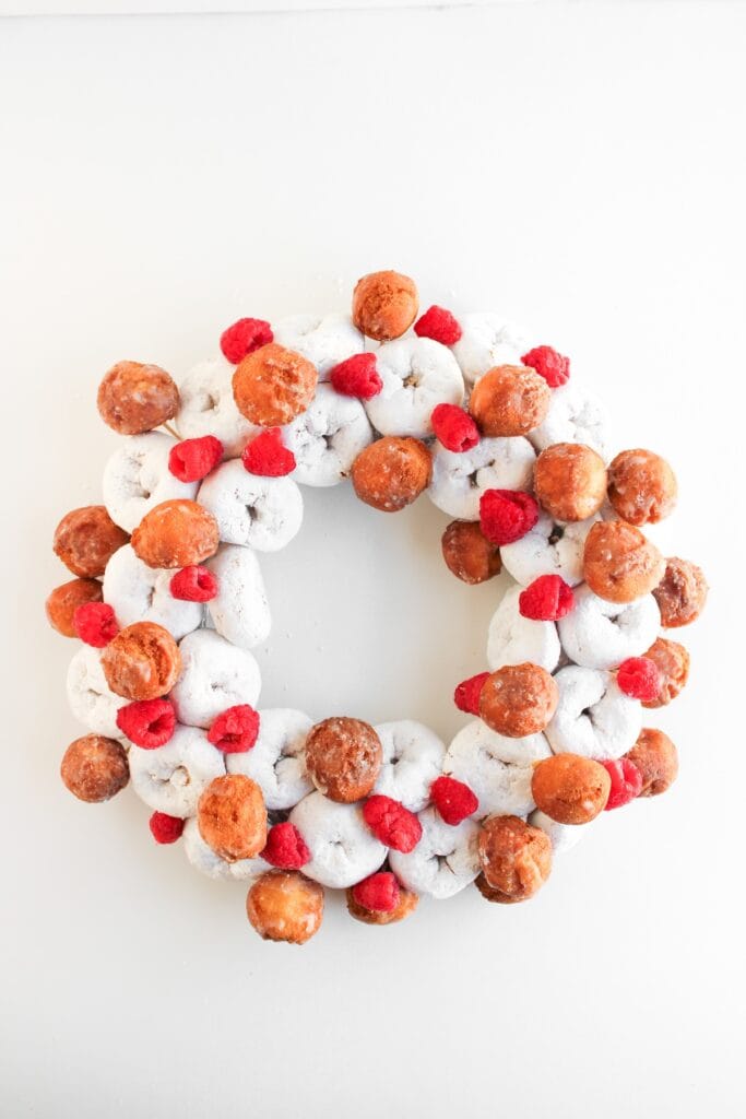 Christmas Donut Wreath on white background.