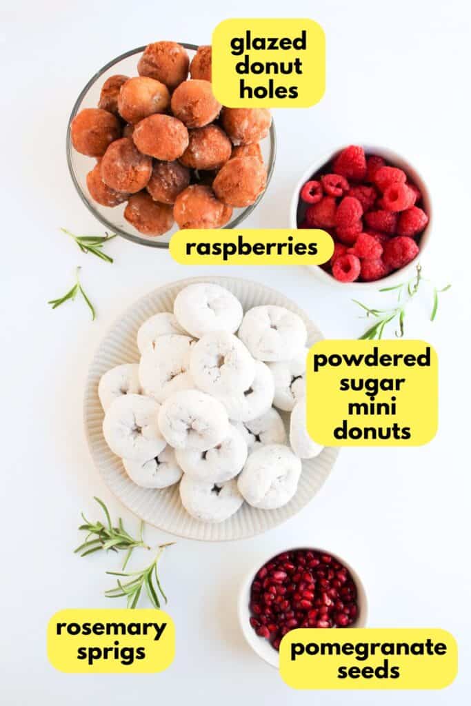 Christmas Donut Wreath, labeled ingredients.