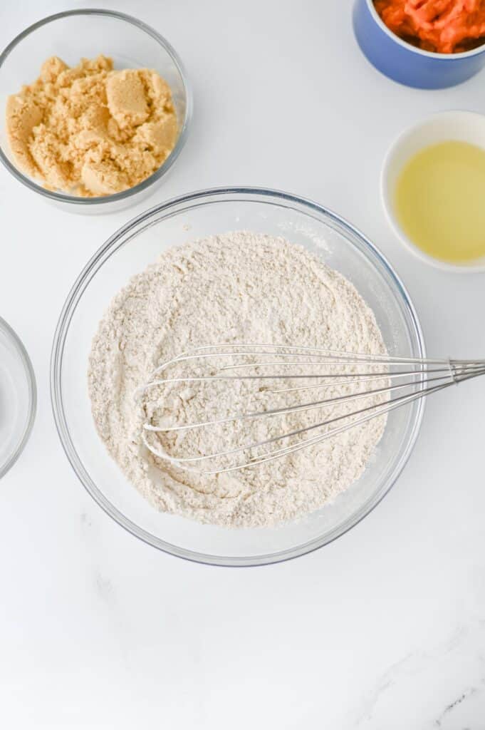 Pumpkin Cream Cheese Bread, in process, dry ingredients.