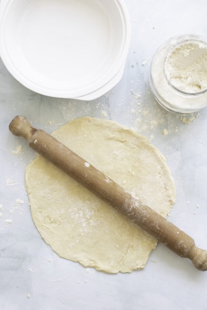 Double-Crust Honeycrisp Apple Pie, rolling out dough.