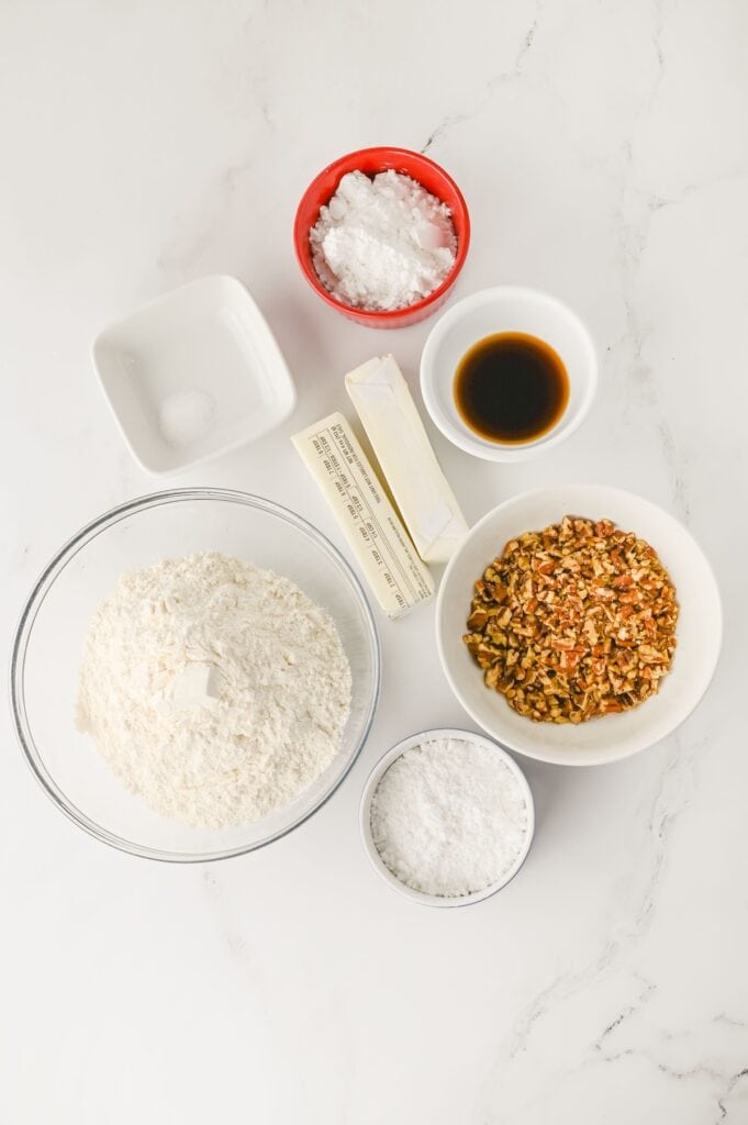 Pecan Snowball Cookies ingredients.
